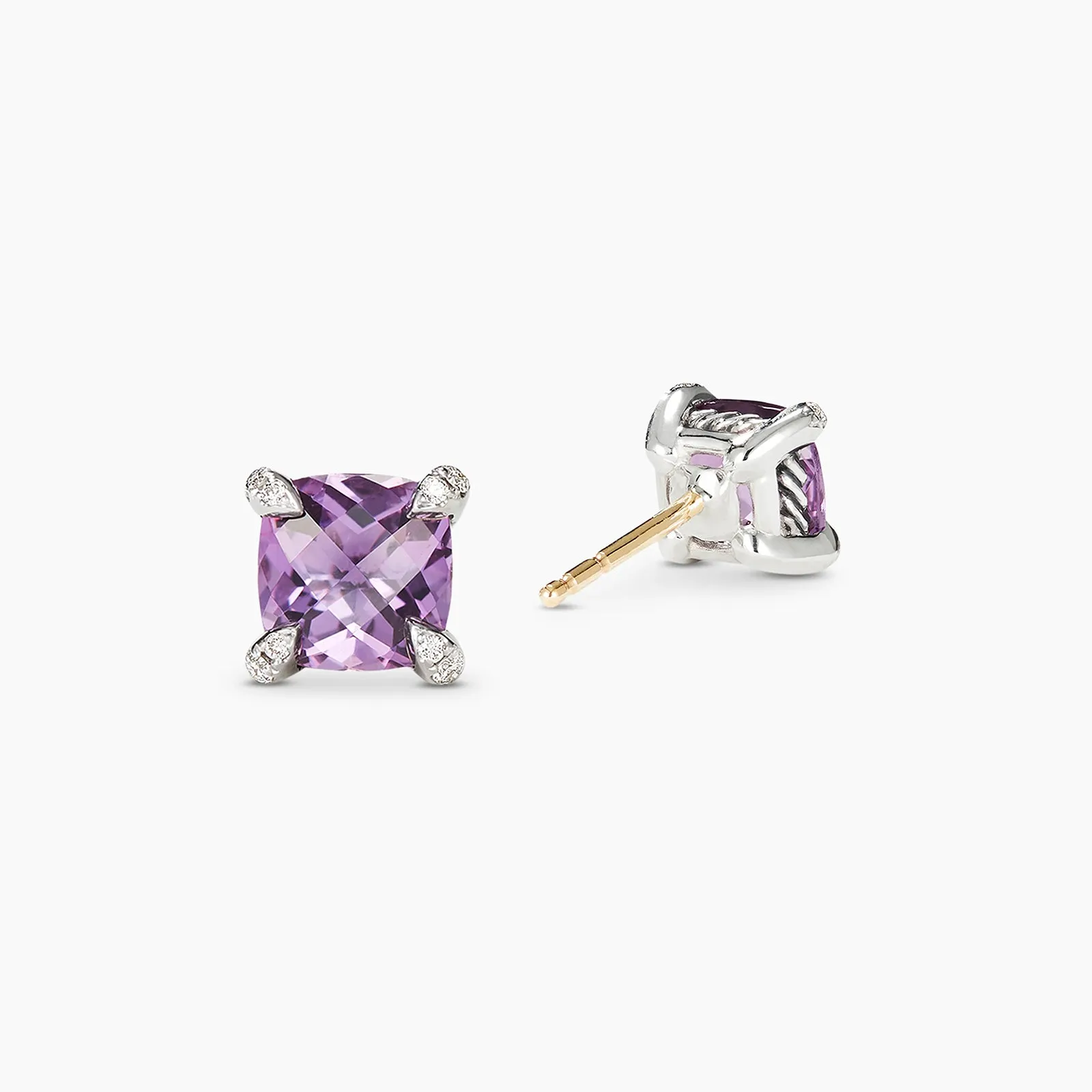 Petite Chatelaine? Stud Earrings in Amethyst with Diamonds