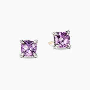 Petite Chatelaine? Stud Earrings in Amethyst with Diamonds