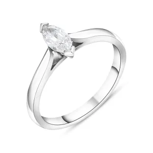 Platinum 0.33ct Diamond Marquise Cut Solitaire Ring