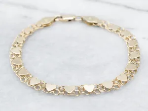 Polished Gold Heart Link Bracelet