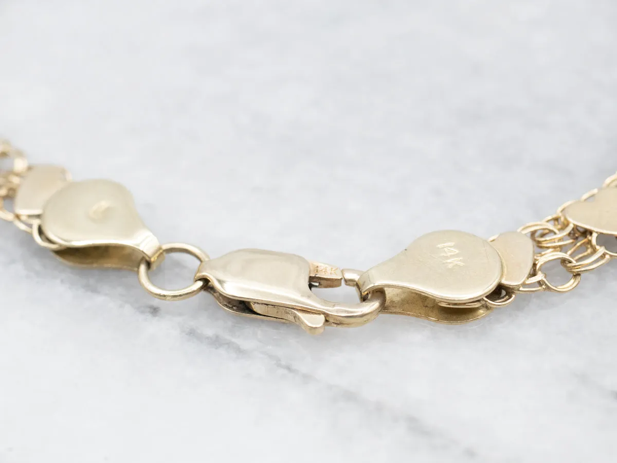 Polished Gold Heart Link Bracelet