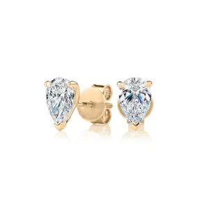 Premium Certified Lab-Grown Diamond, 1.40 carat TW pear stud earrings in 18 carat yellow gold
