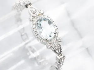 Pretty Aquamarine and Diamond Link Bracelet