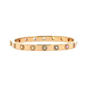 Princess Cut Rainbow Sapphire Bangle / 18K
