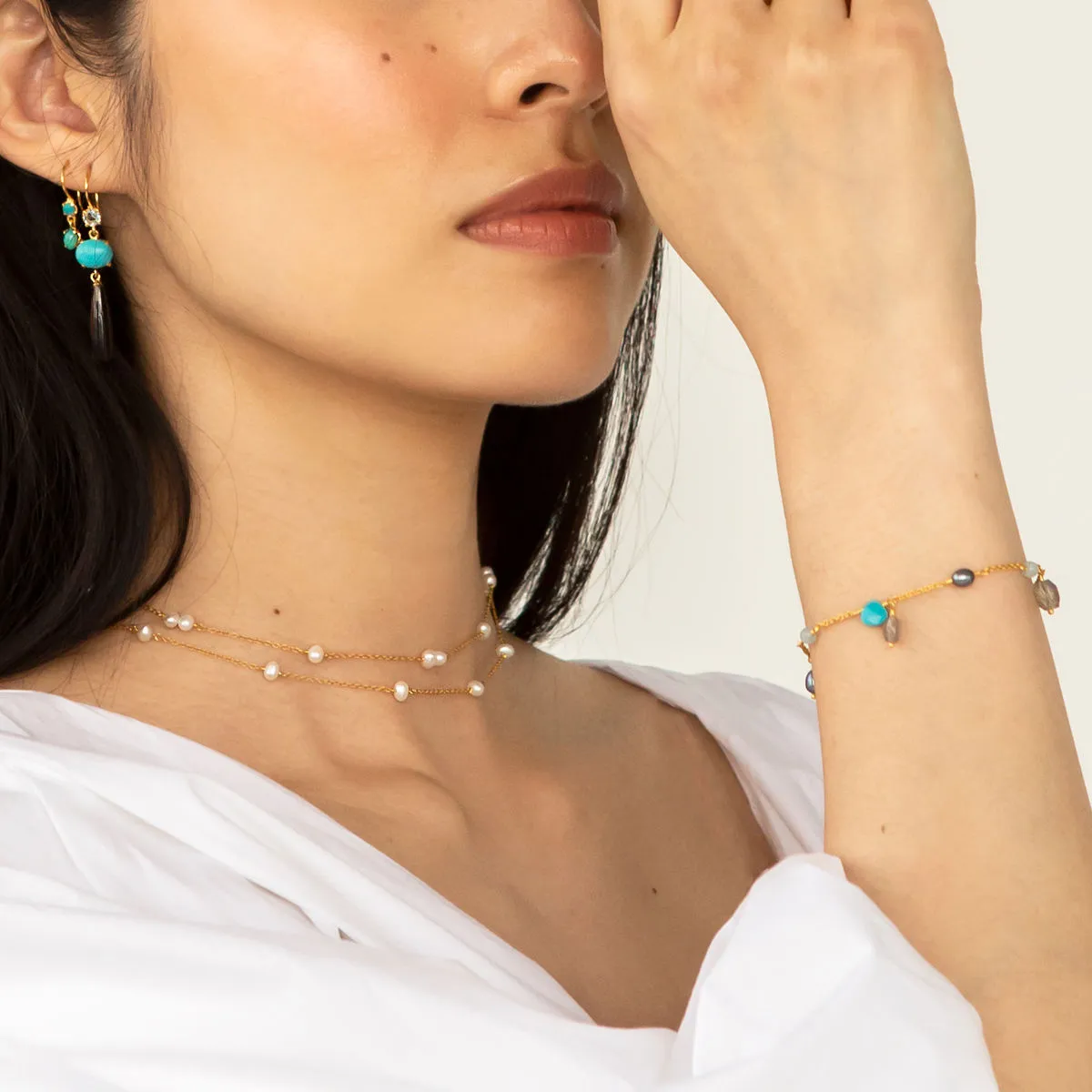 Purity 18K Gold Plated Necklace w. Pearls