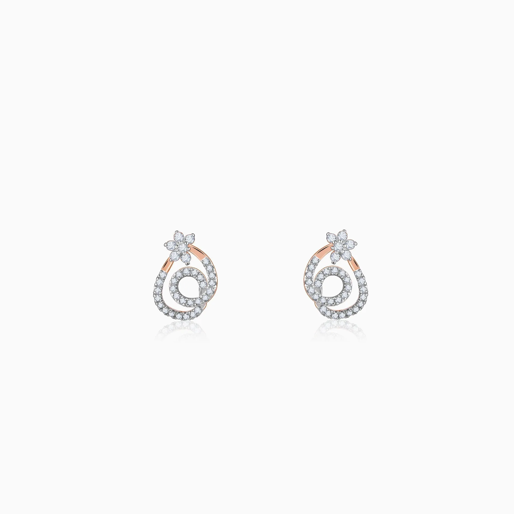 Rose Gold Twist of Grace Diamond Earrings