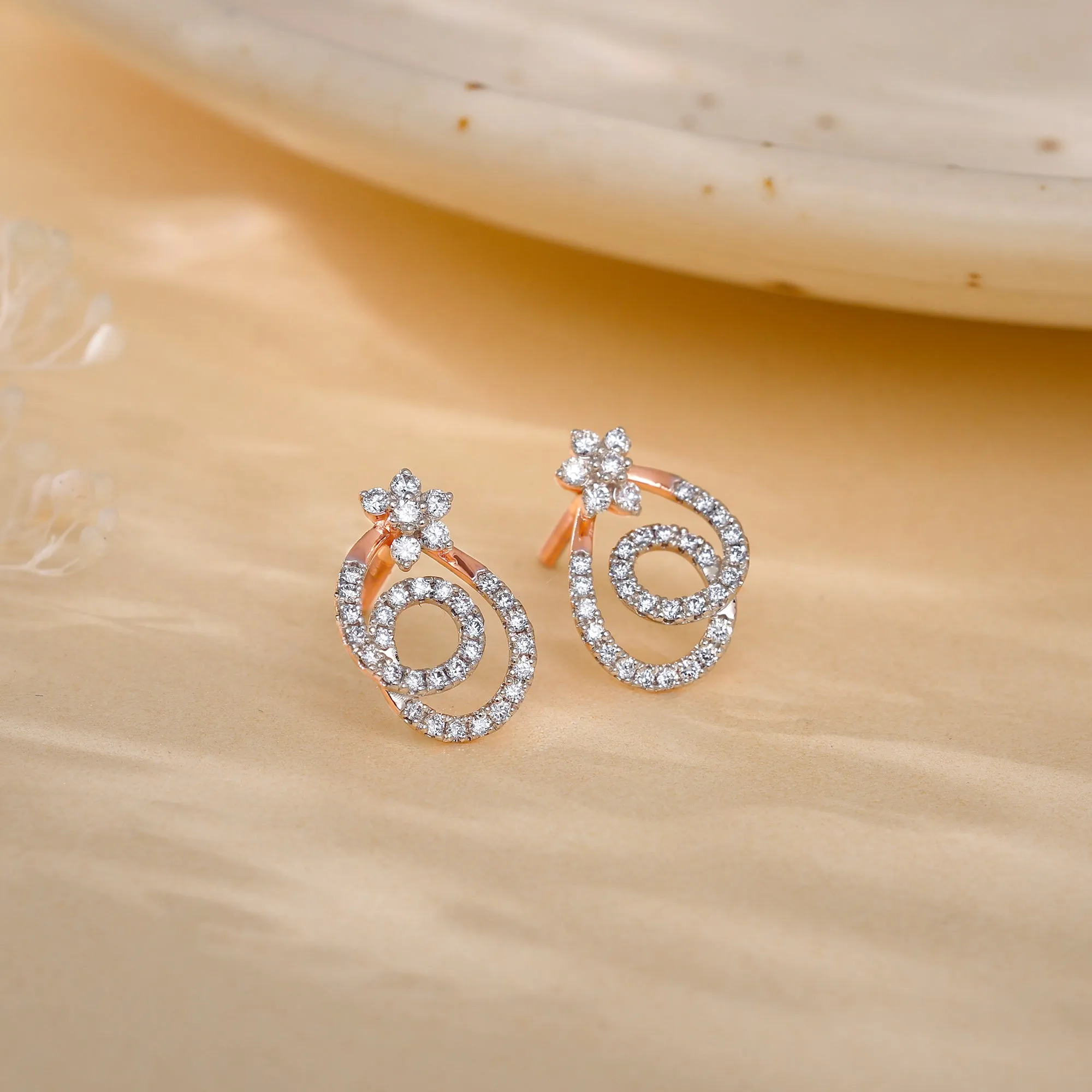 Rose Gold Twist of Grace Diamond Earrings