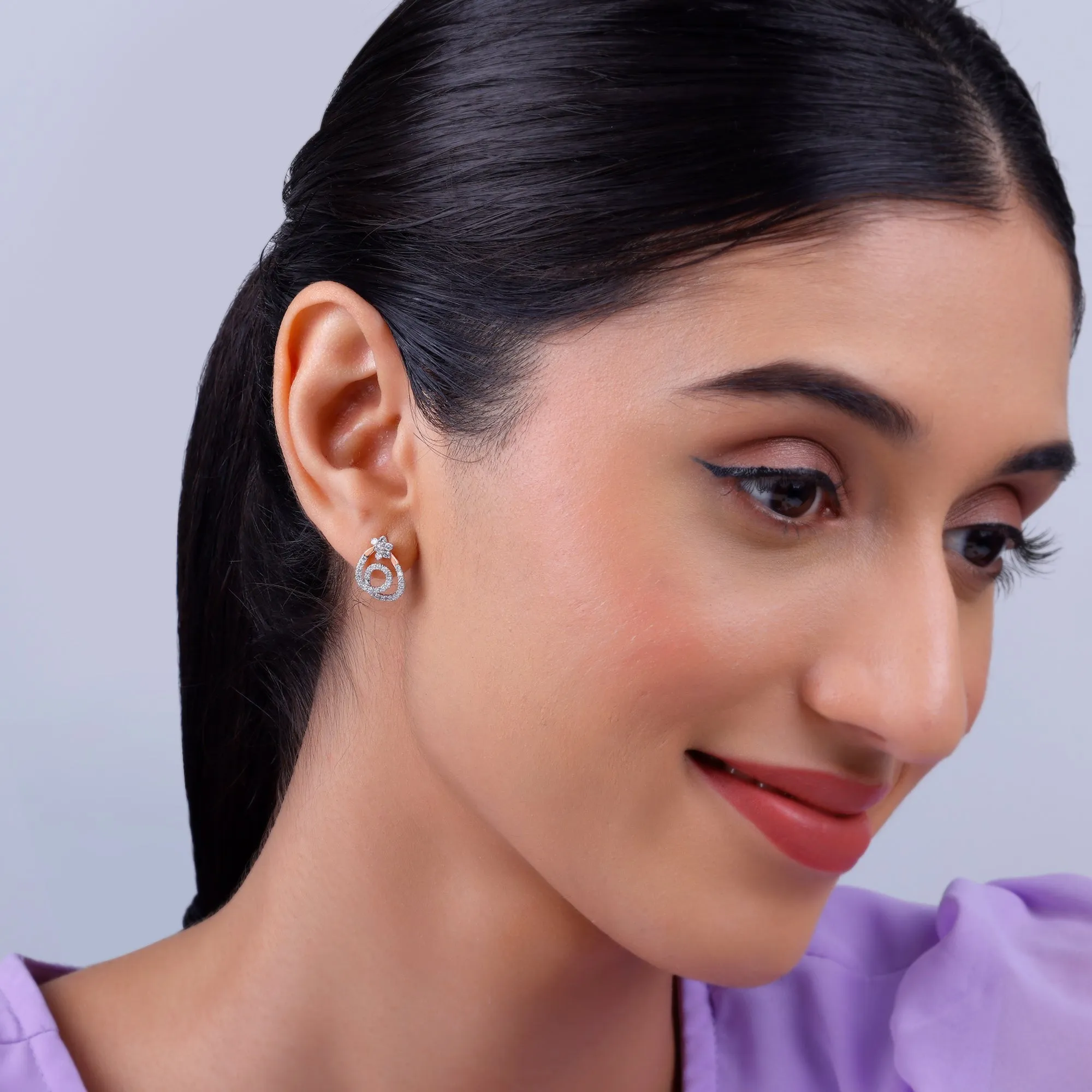 Rose Gold Twist of Grace Diamond Earrings