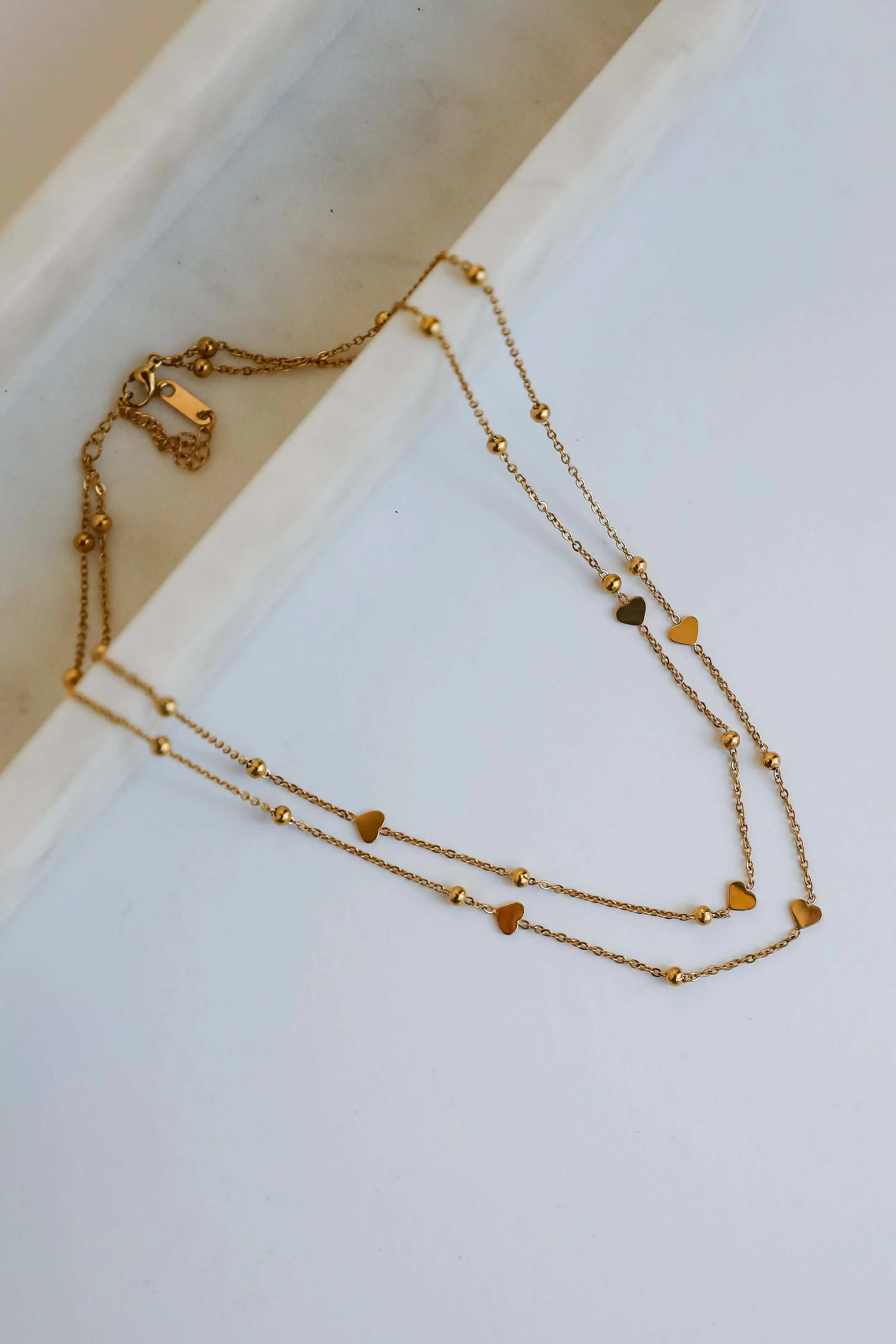 Rosie Gold Heart Charm Layered Necklace