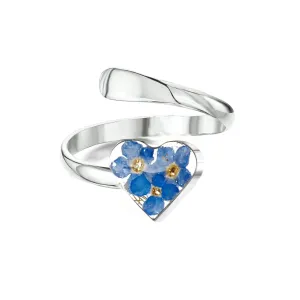 Shrieking Violet Sterling Silver Forget Me Nots Adjustable Ring