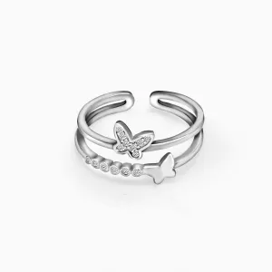 Silver Layered Butterfly Ring
