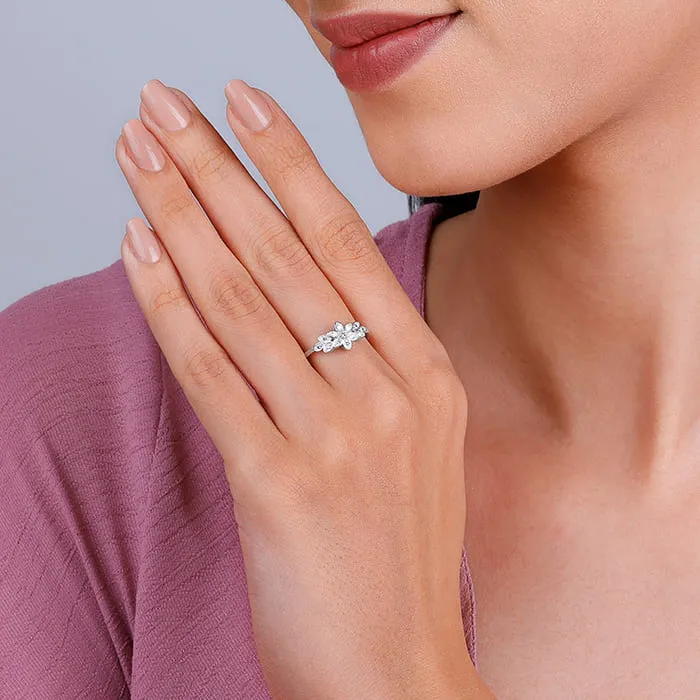 Silver Orchid Ring