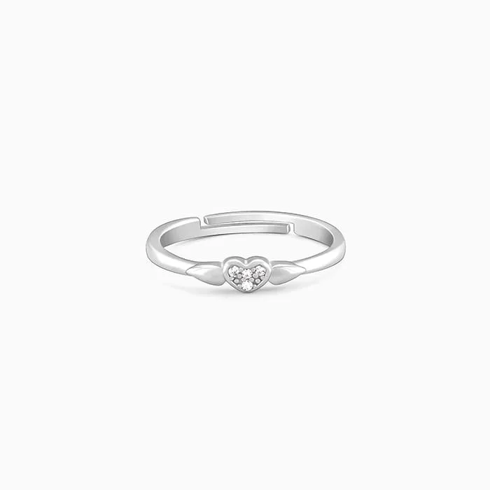 Silver Winged Heart Ring