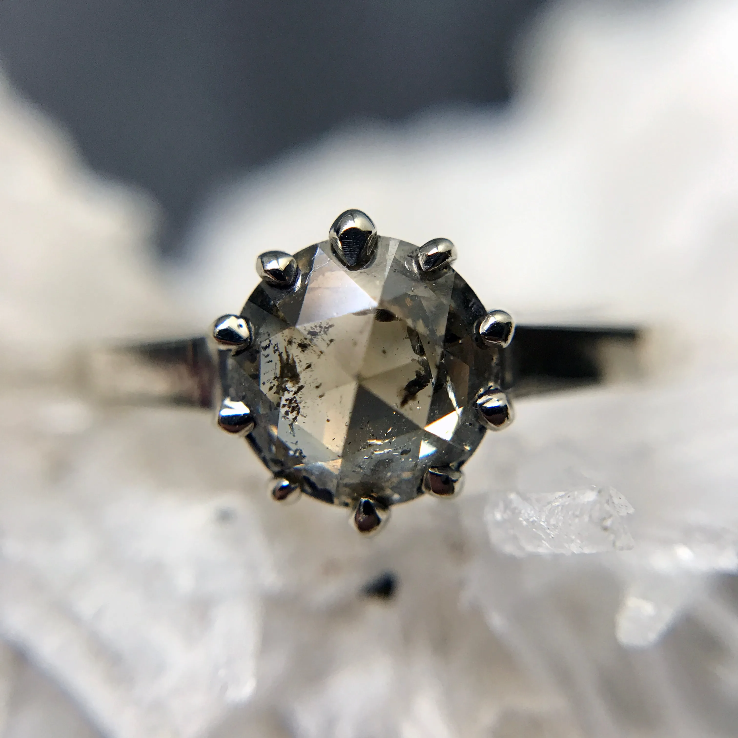 Smoke Diamond Solitaire Ring