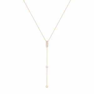 Sparkly Sparkly Lariat 18K Rose Gold Necklace w. Diamonds
