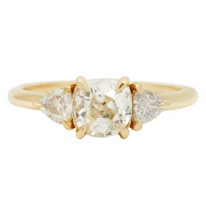 Spring Snowfall Three Stone Ring