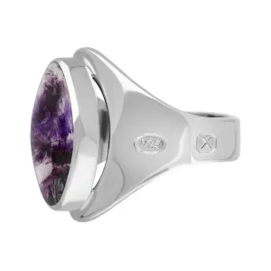 Sterling Silver Blue John Hallmark Small Oval Ring