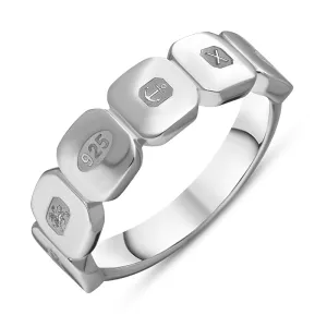 Sterling Silver Queen's Jubilee Hallmark Cushion Disc Ring D