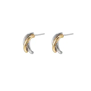 Sterling Silver Three Shade Hoop Earrings