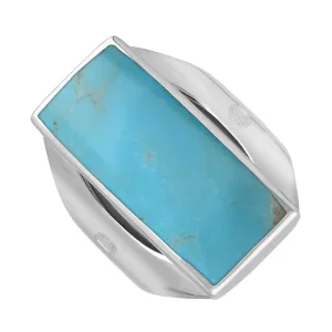 Sterling Silver Turquoise Hallmark Medium Oblong Ring