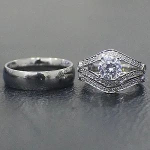 Sterling Silver Wedding Set - 01AS12