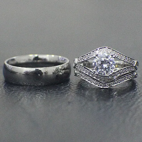 Sterling Silver Wedding Set - 01AS12