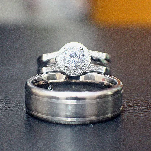 Sterling Silver Wedding Set - 10AB43