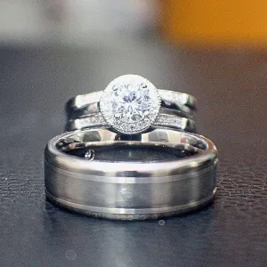 Sterling Silver Wedding Set - 10AB43