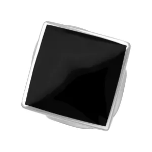 Sterling Silver Whitby Jet Hallmark Medium Rhombus Ring