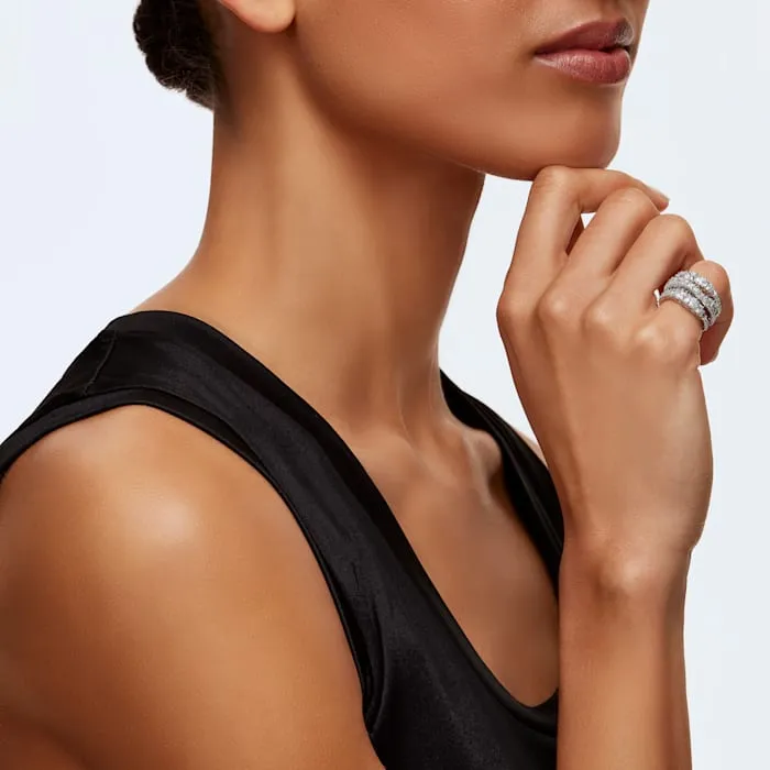 Swarovski Twist Rhodium Plated White Crystal Wrap Ring - Size 60