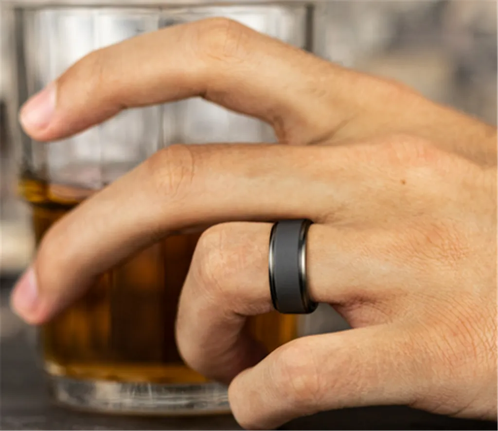 Tantalum ??The Duke?? Sandblast 9mm Beveled Wedding Band