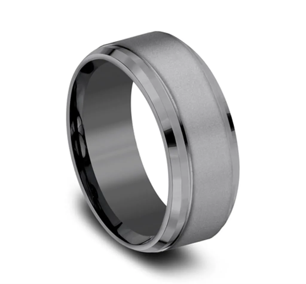 Tantalum ??The Duke?? Sandblast 9mm Beveled Wedding Band