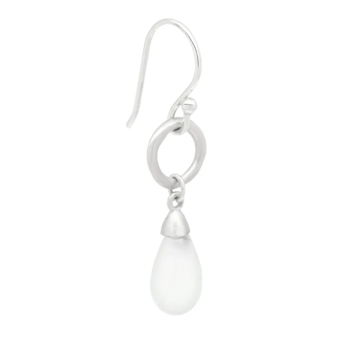 Teardrop Moonstone Open Circle Earrings