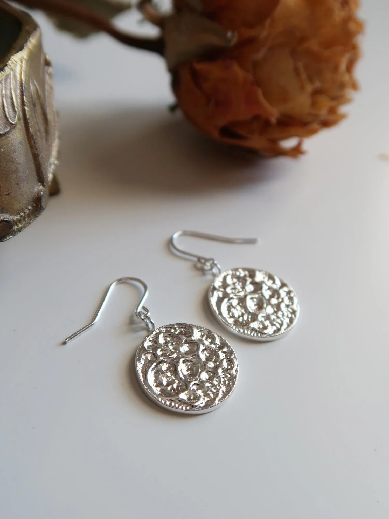 Textured Moon Earrings