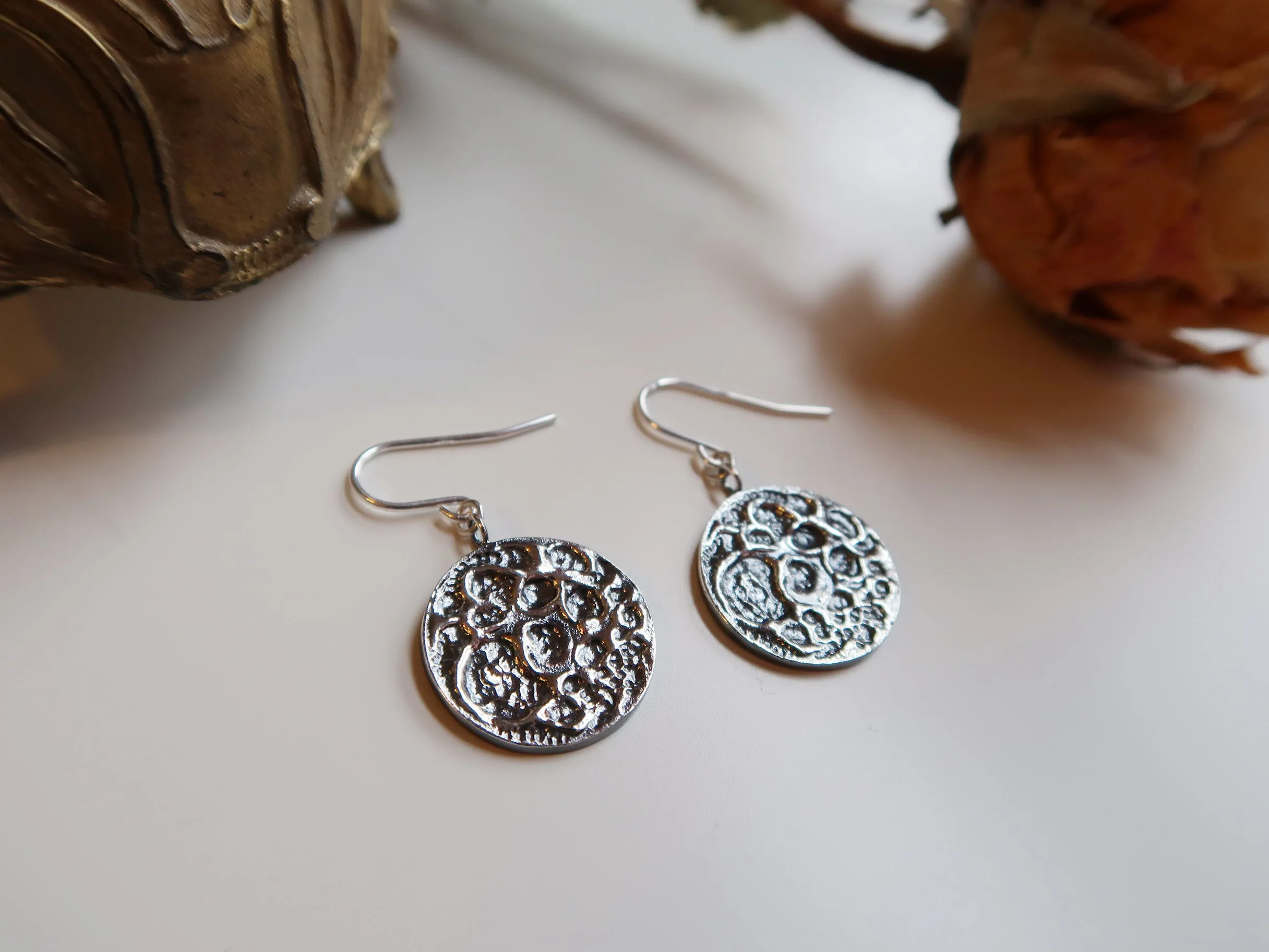 Textured Moon Earrings