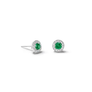 Theresa Stud Earrings 18ct White Gold - Tsavorite Garnet & Diamond Pav??