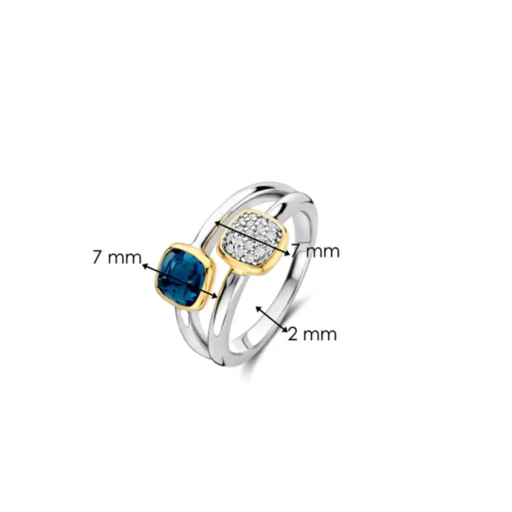 Ti Sento Gold-Plated Silver Cushion Ring