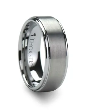 Tungsten ??Optimus?? 8mm Raised Center Brush Finish Wedding Band