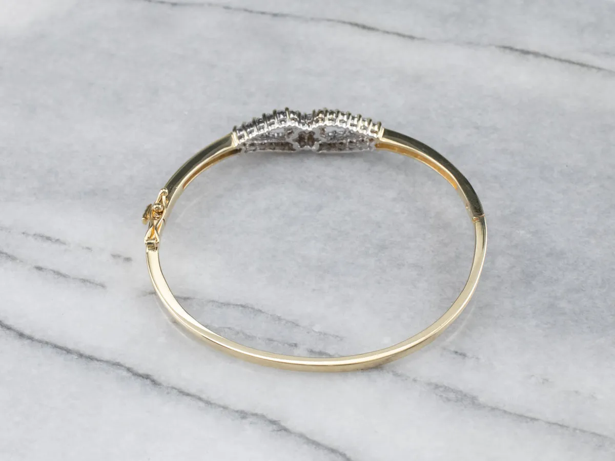 Two Tone God Diamond Bangle Bracelet