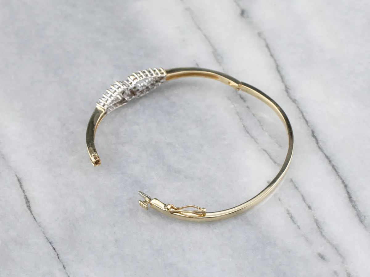 Two Tone God Diamond Bangle Bracelet