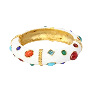 White Enamel Gemstone Bangle