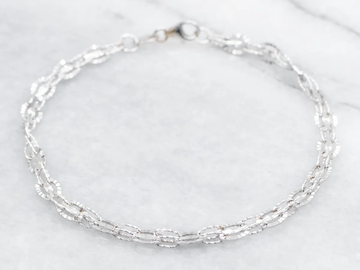White Gold Interlocking Oval Link Bracelet