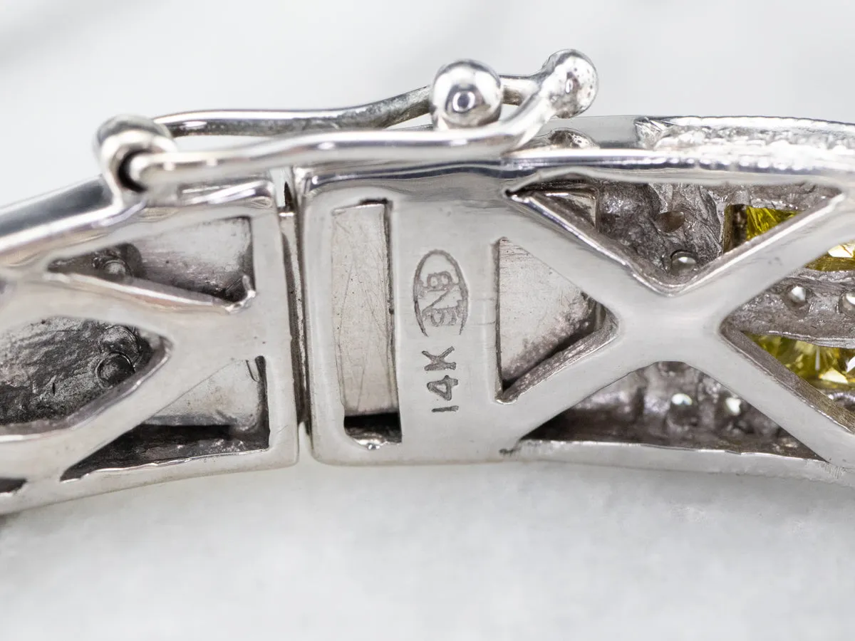 Yellow Diamond White Gold Bangle Bracelet