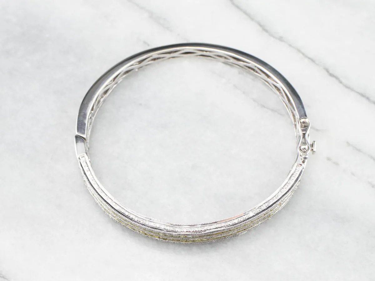 Yellow Diamond White Gold Bangle Bracelet