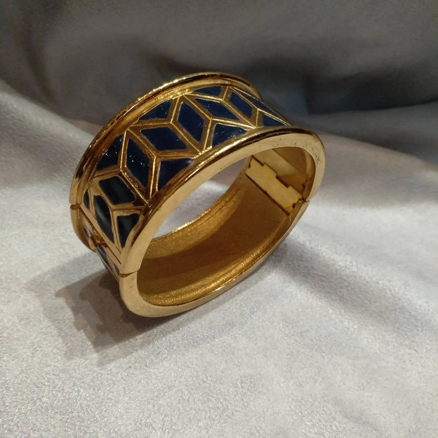 Yves Saint Laurent Vintage gold blue  art deco style bracelet