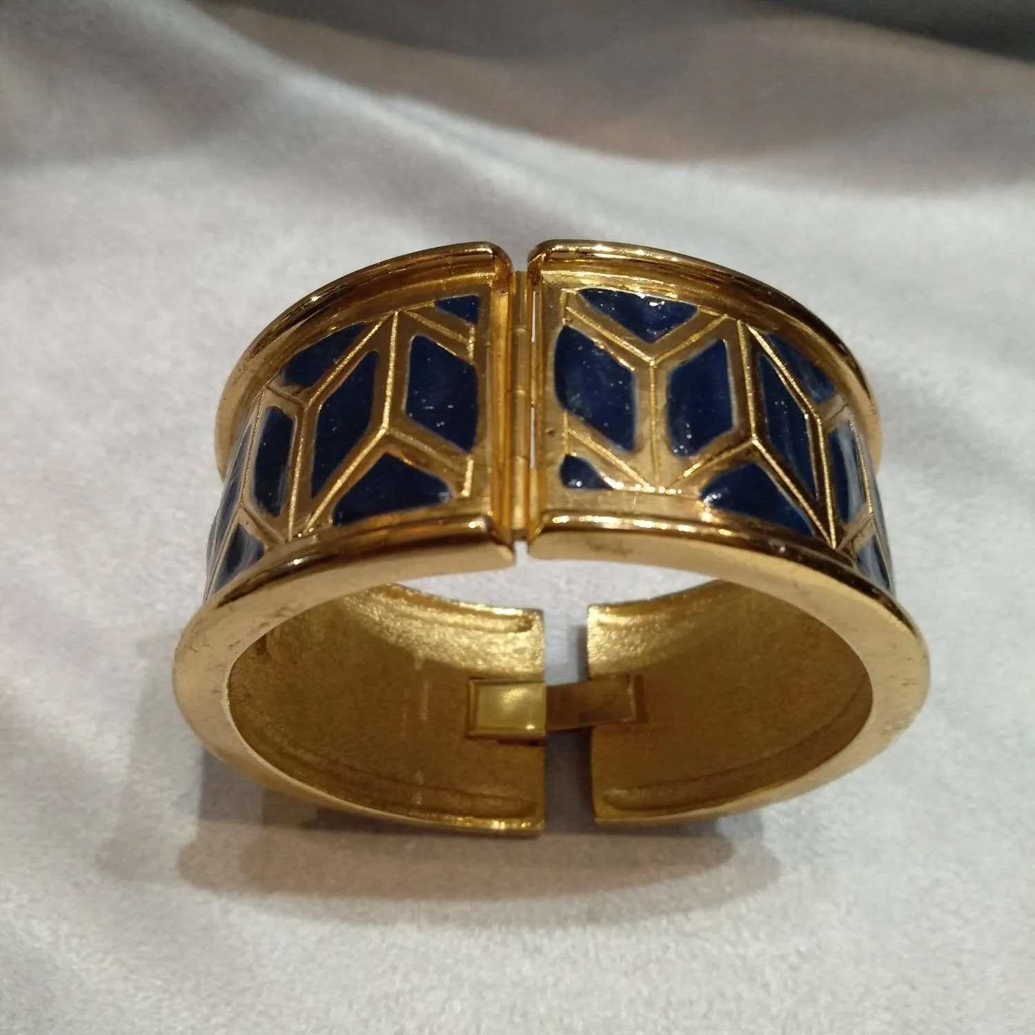 Yves Saint Laurent Vintage gold blue  art deco style bracelet