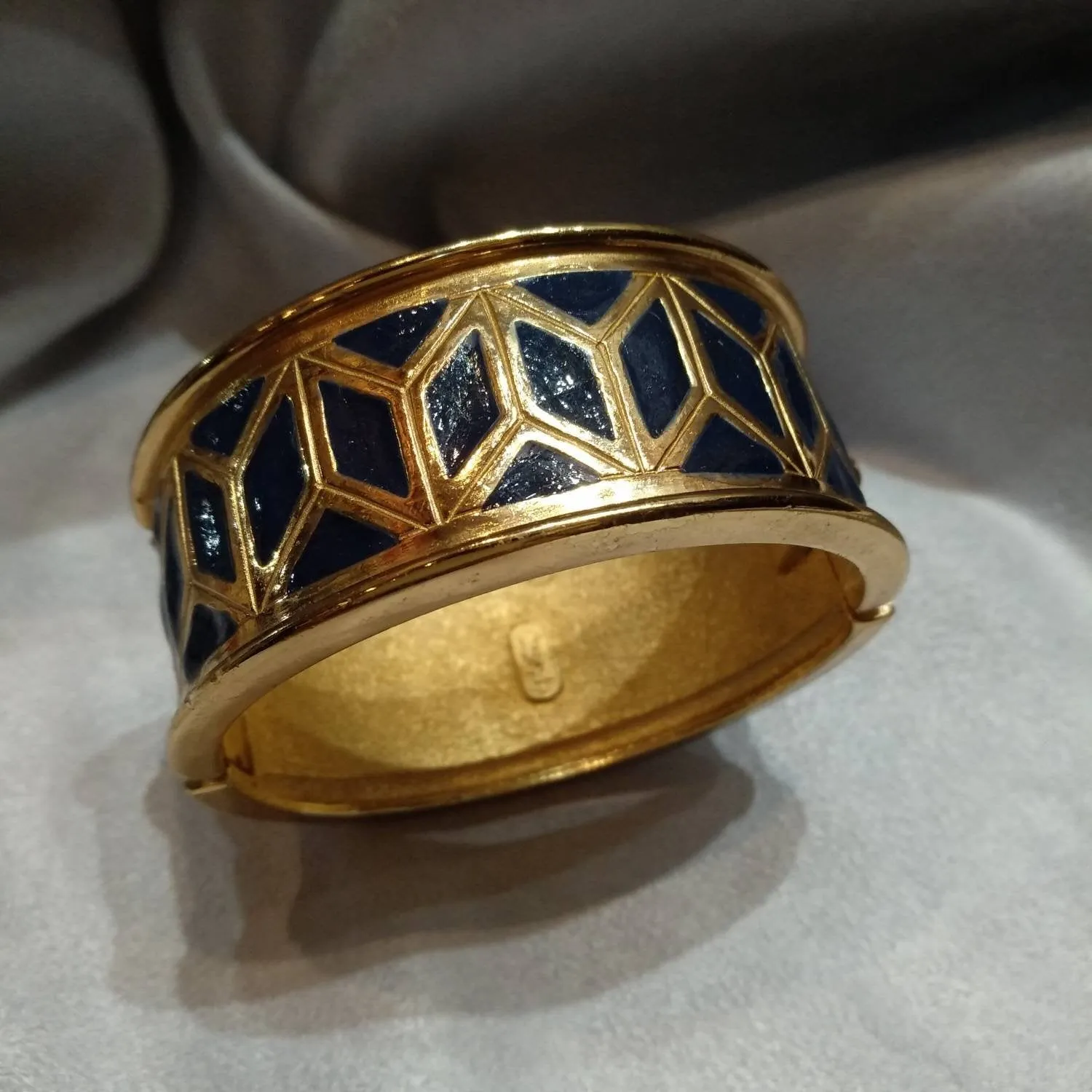Yves Saint Laurent Vintage gold blue  art deco style bracelet