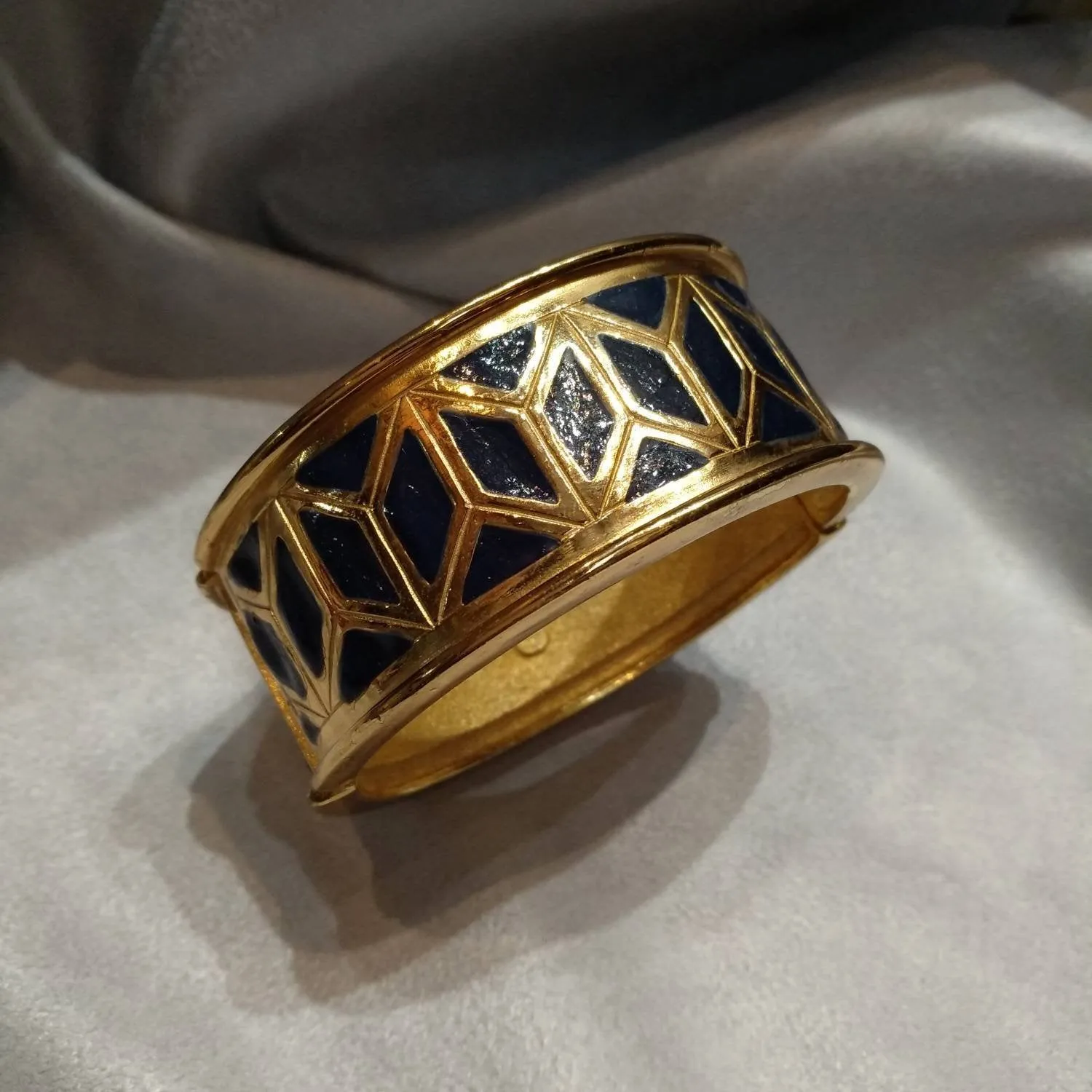 Yves Saint Laurent Vintage gold blue  art deco style bracelet