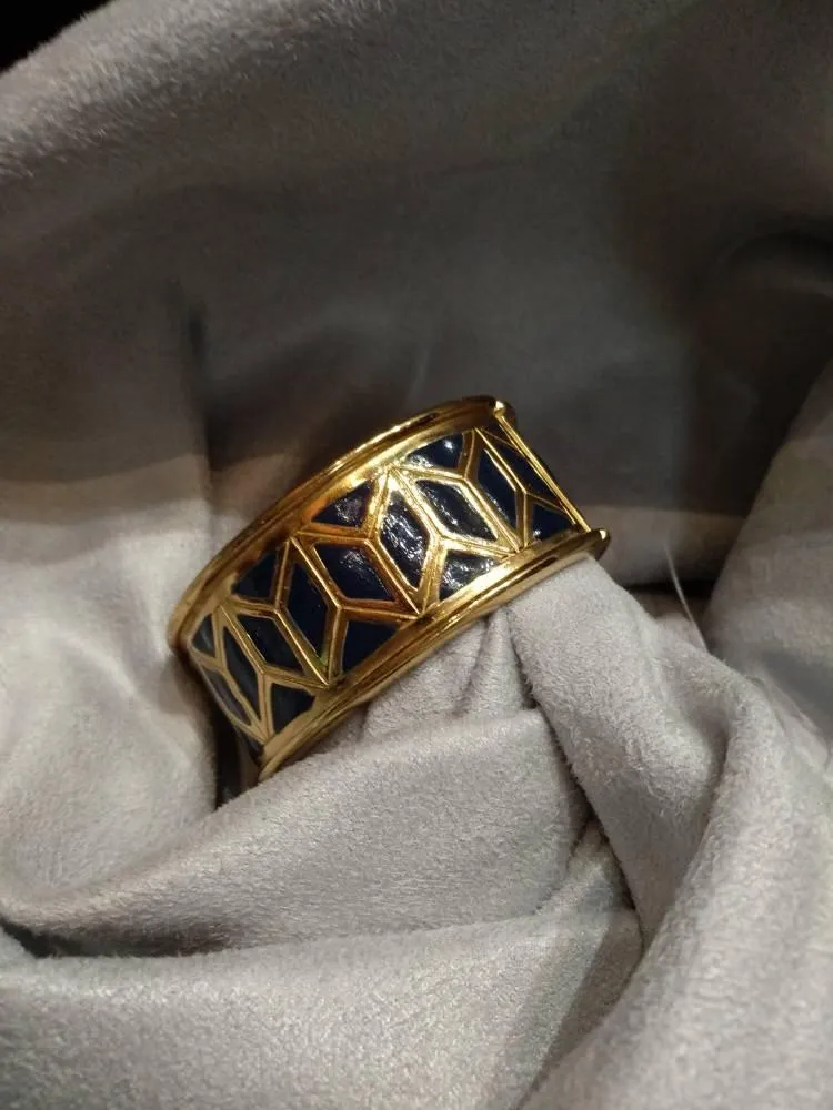Yves Saint Laurent Vintage gold blue  art deco style bracelet
