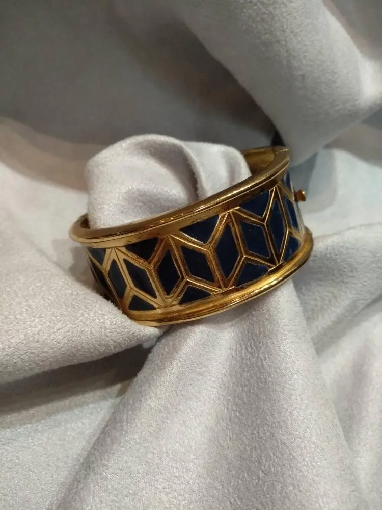 Yves Saint Laurent Vintage gold blue  art deco style bracelet